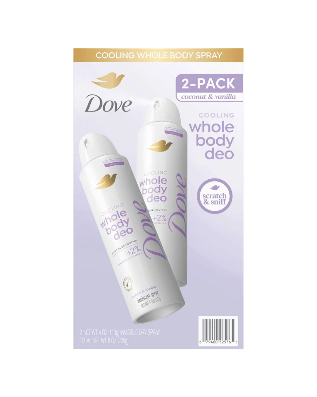 Dove Whole Body Deodorant Spray, 4 oz., 2 pk