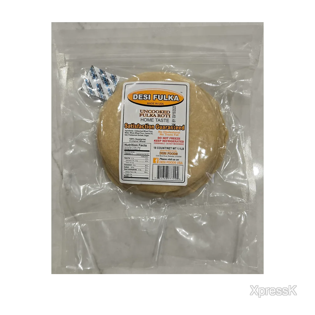 Desi Fulka Uncooked Fulka Roti 18 Count